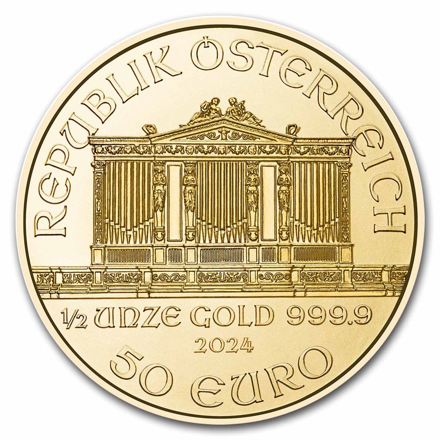2024 Vienna Philarmonic 1/2 ounce gullmynt