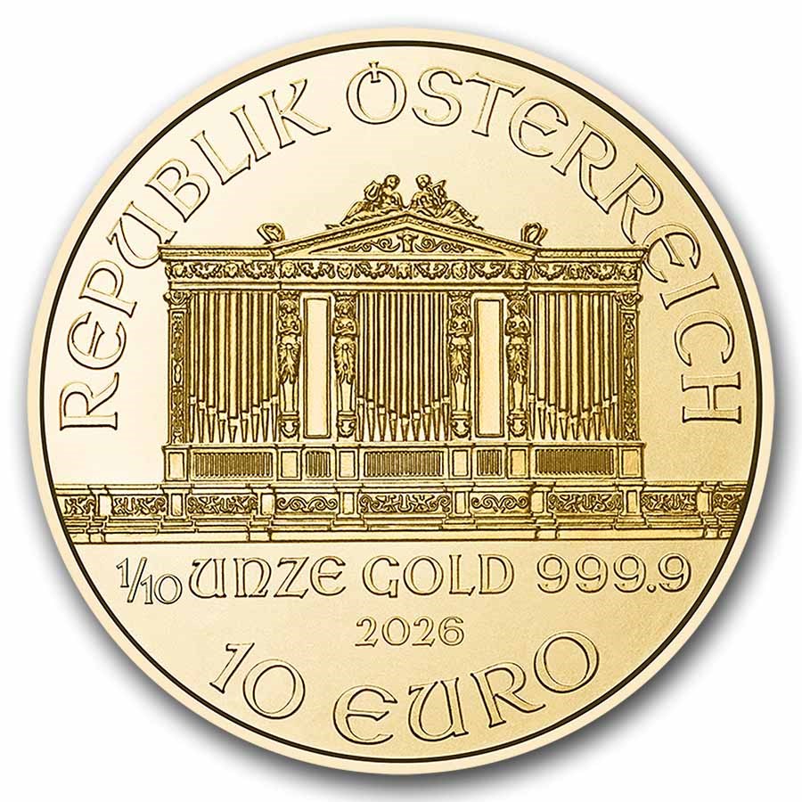 2026 Vienna Philarmonic 1/10 ounce gullmynt