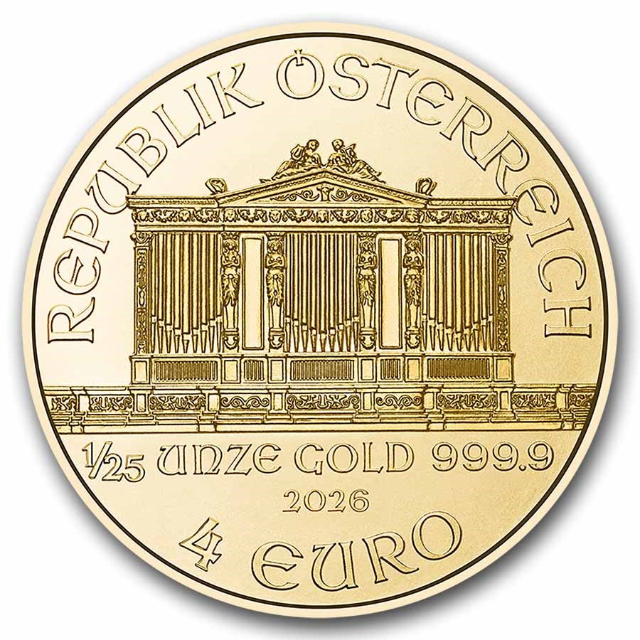 2026 Vienna Philharmonic 1/25 ounce gullmynt