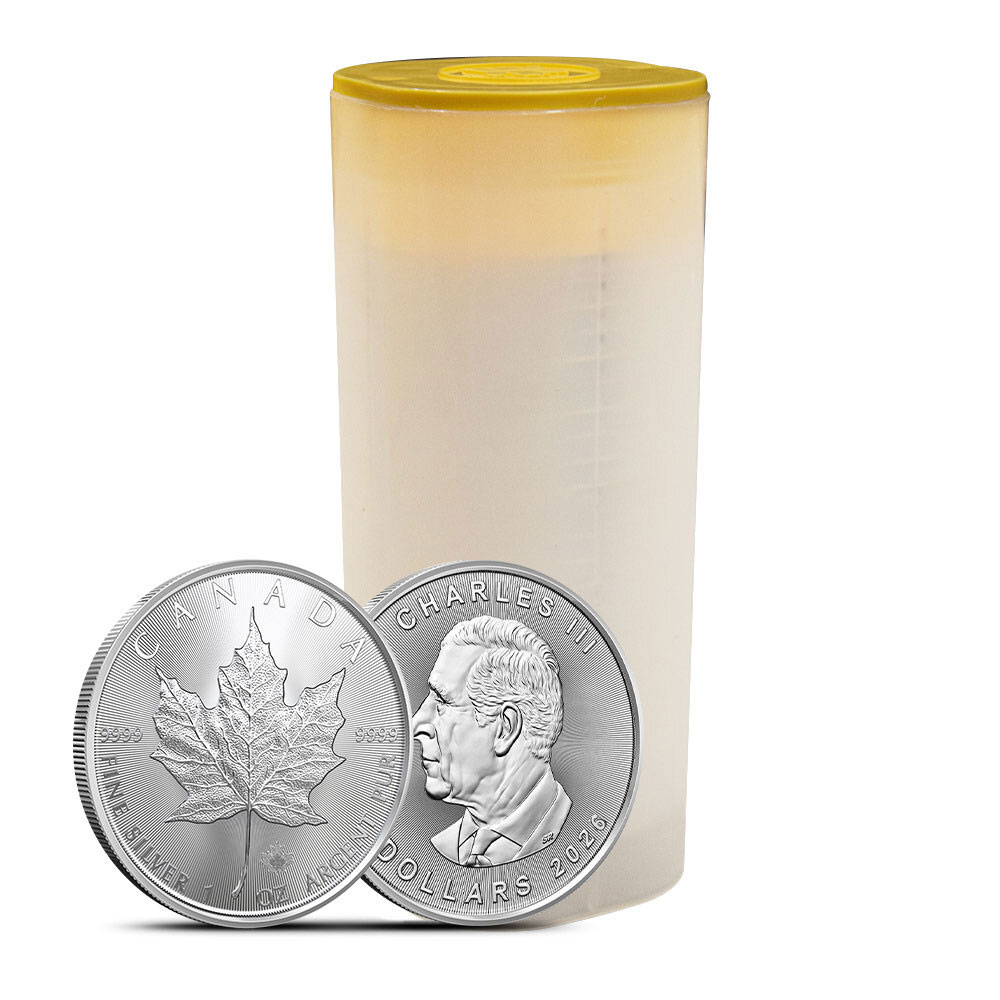 2026 Canadian Maple Leaf 1 ounce sølvmynt i tube (25 oz)
